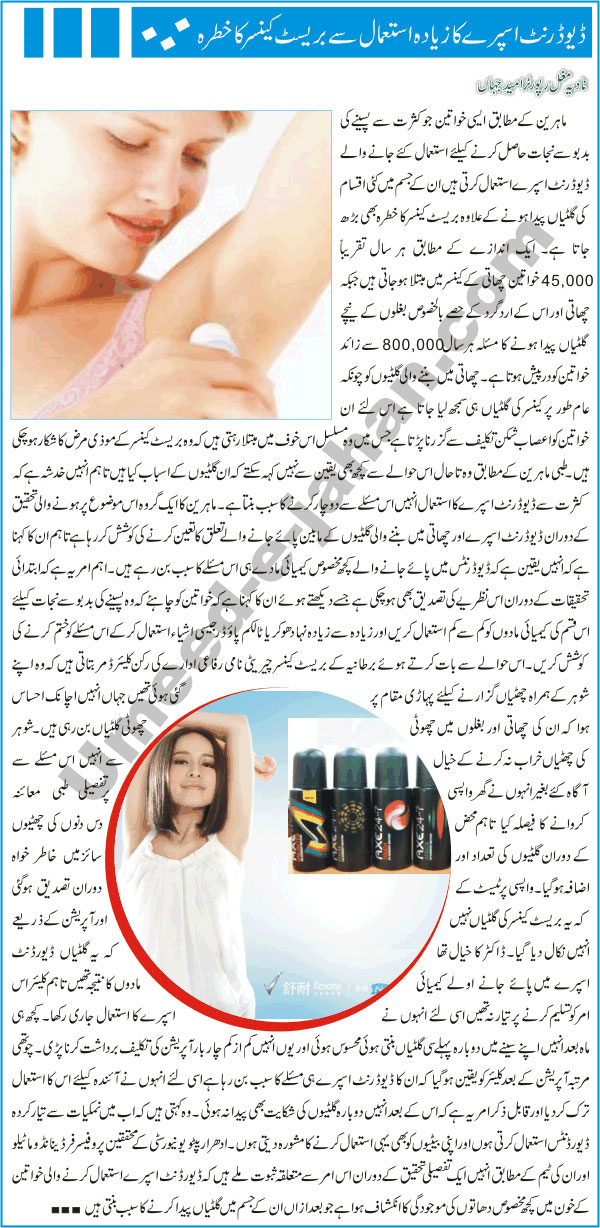 Deodorant spray increases breast cancer risk