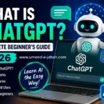 ChatGPT AI chatbot interface on a modern laptop with futuristic digital technology background.